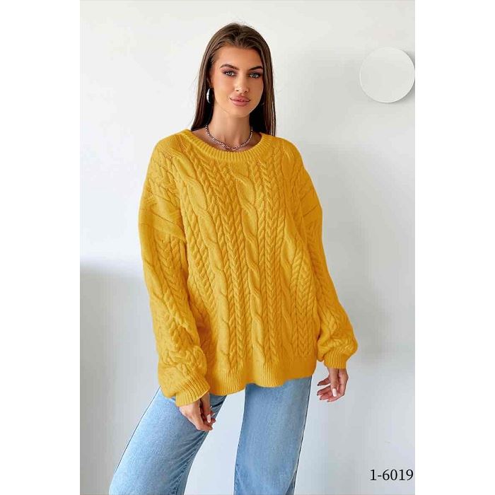 Scarpy creation pull col rond torsade jaune3863702_3