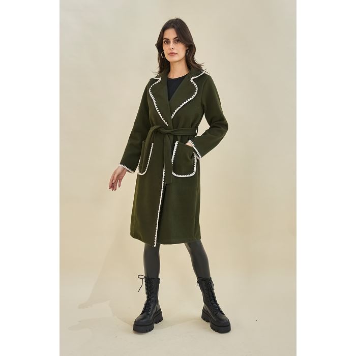 Scarpy creation my veste mi longue cotelet festonnet yl vert