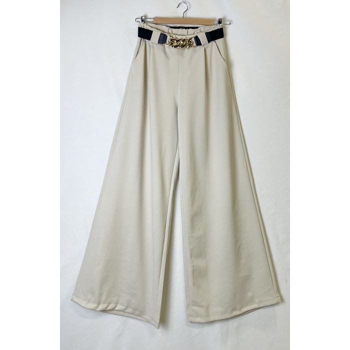 Scarpy creation my pantalon large ceinture chaine yl beige