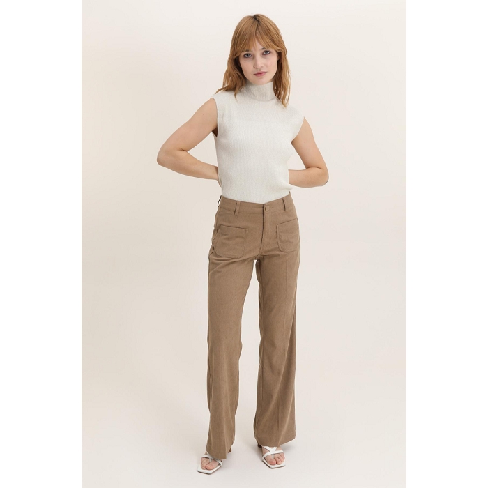 Scarpy creation pantalon droit en velour beige