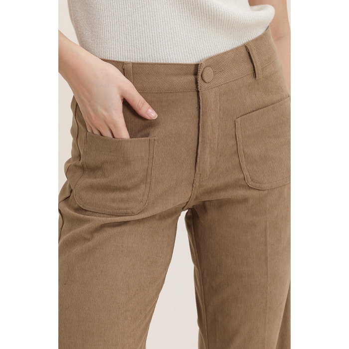 Scarpy creation pantalon droit en velour beige3865301_2