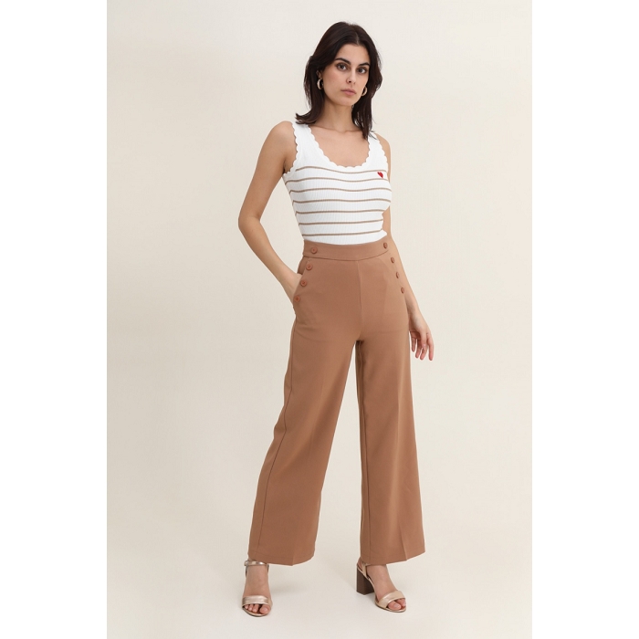 Scarpy creation my pantalon large avec bouton yl marron