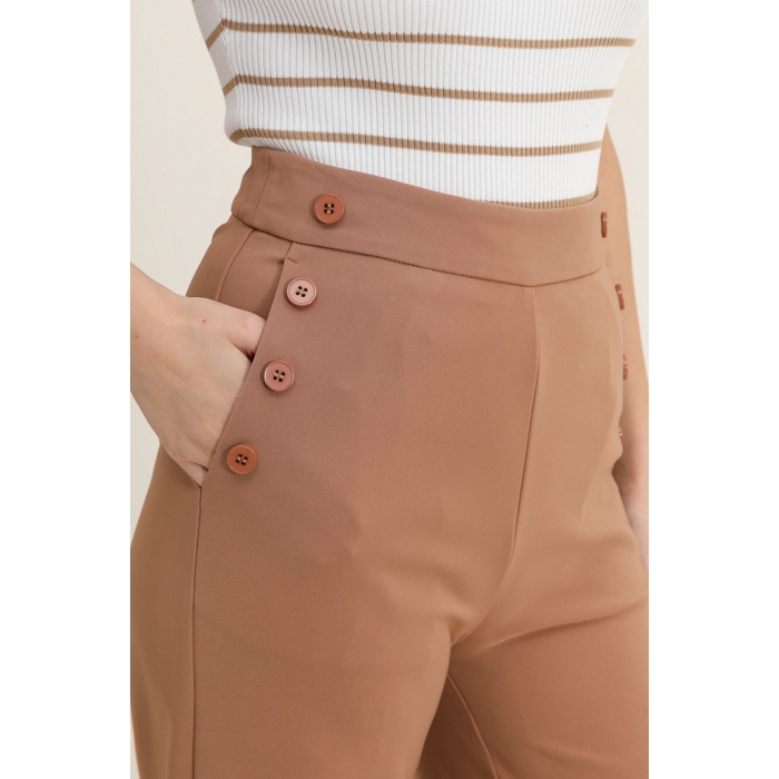 Scarpy creation pantalon large avec bouton marron3865401_2