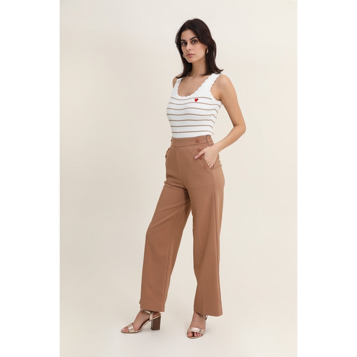 Scarpy creation my pantalon large avec bouton yl marron3865401_3