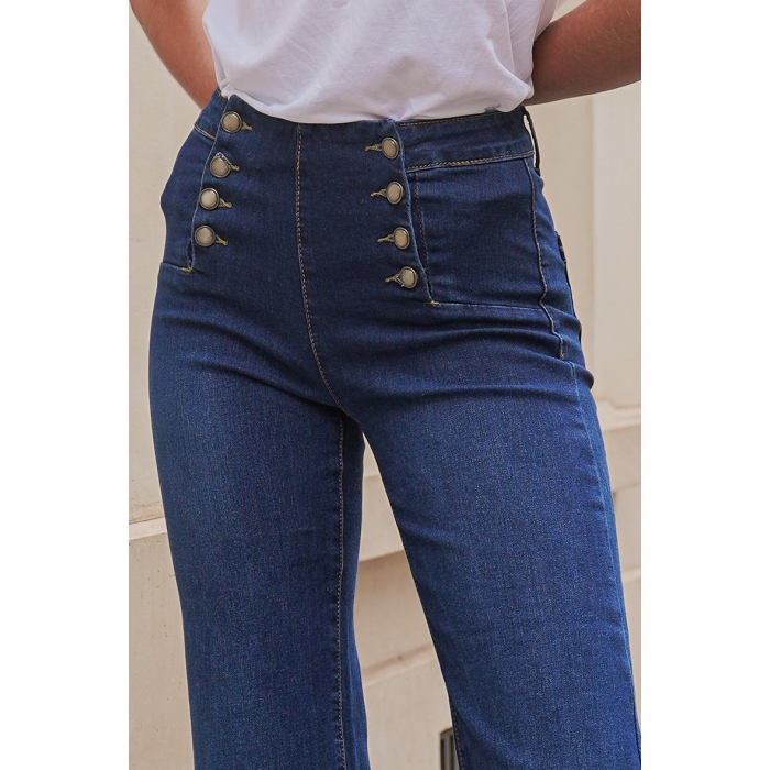 Scarpy creation jeans wide leg boutonne bleu