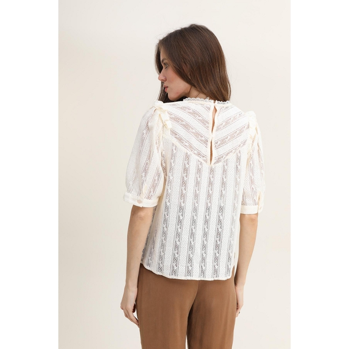 Scarpy creation ludovica blouse dentelle manche courte beige3869301_4
