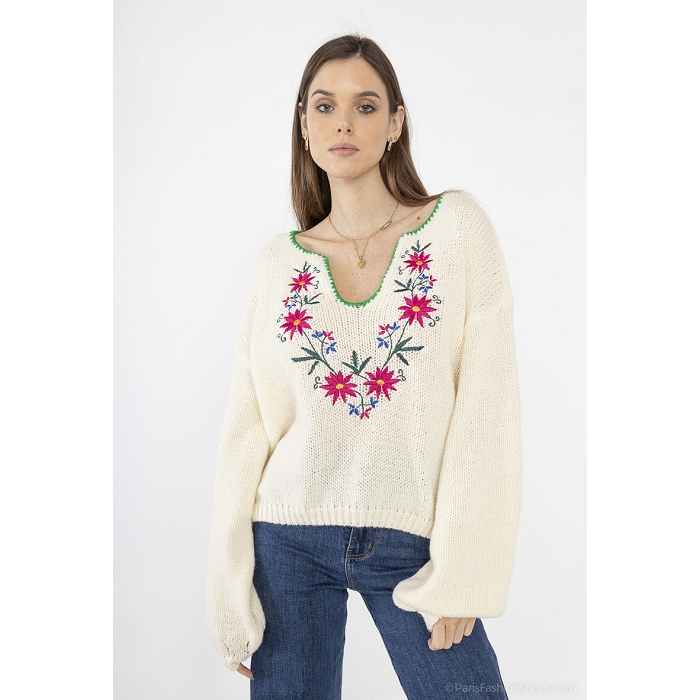 Scarpy creation my constantine pull broderie yl beige