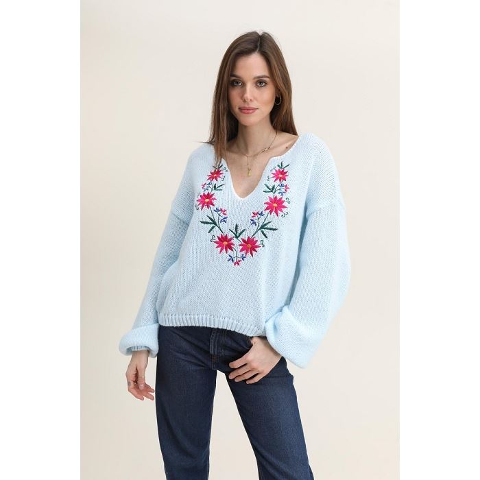 Scarpy creation my constantine pull broderie yl bleu