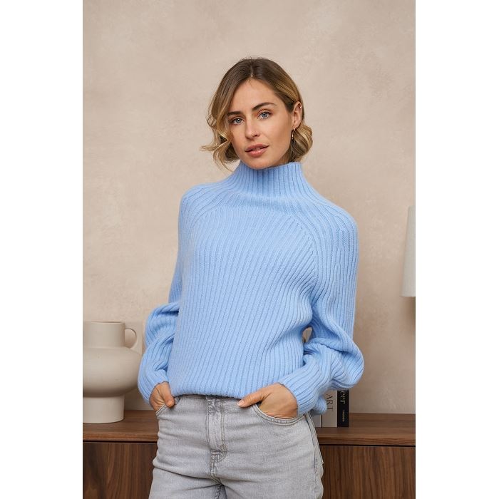 Scarpy creation my pull printemps col cheminee yl bleu