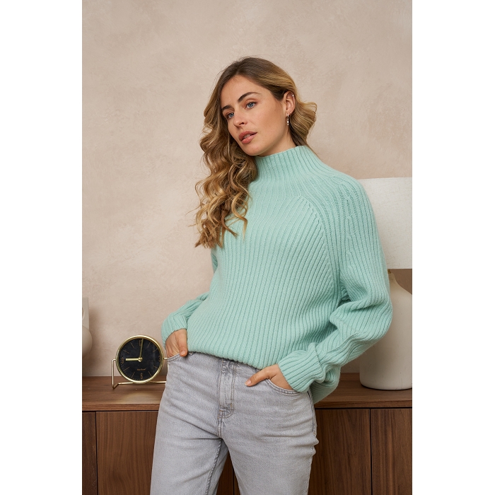 Scarpy creation my pull printemps col cheminee yl vert