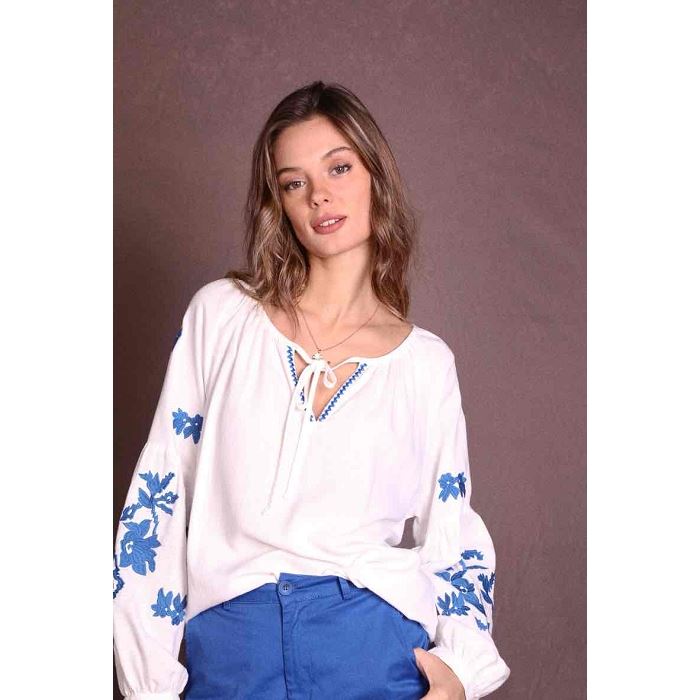 Scarpy creation blouse brodee bleu