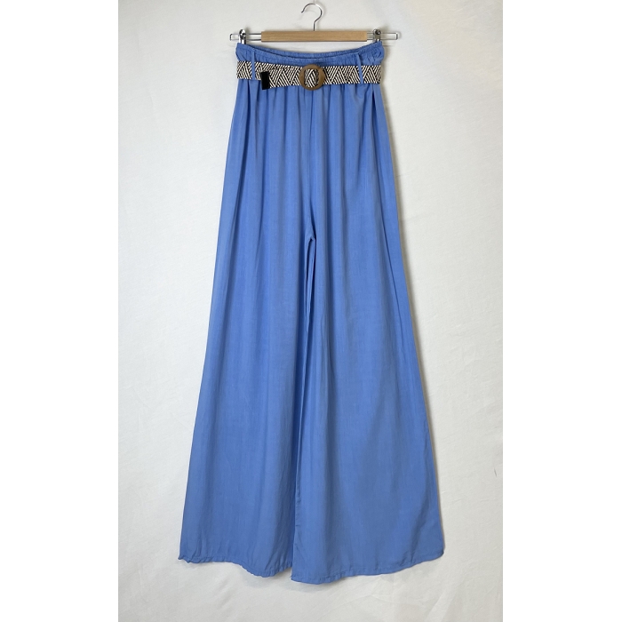 Scarpy creation pantalon large fluide a ceinture bleu3877501_3
