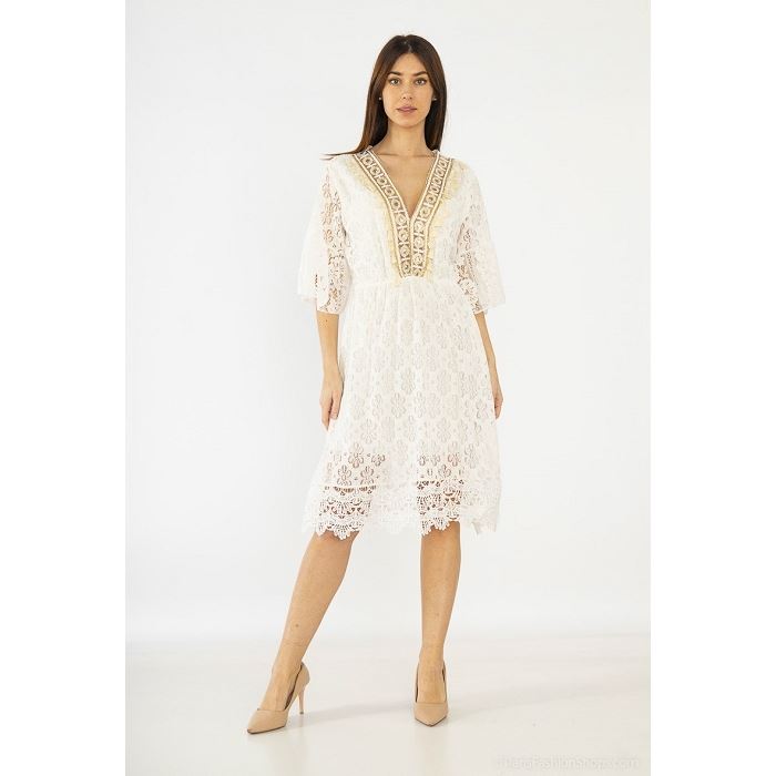 Scarpy creation robe boheme a pompom blanc