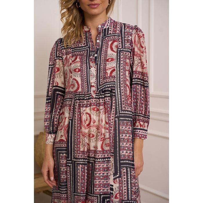 Scarpy creation robe longue mallonca viscose de soie rose