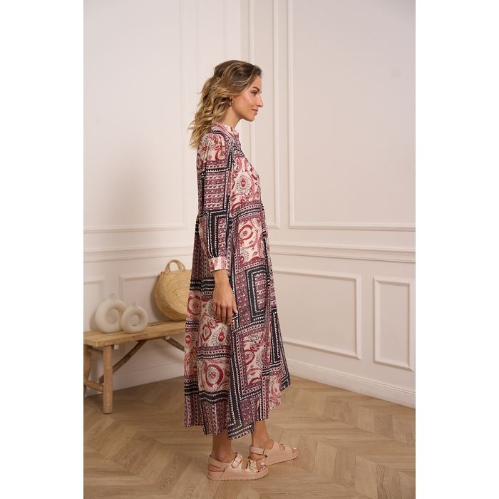 Scarpy creation robe longue mallonca viscose de soie rose3877701_2