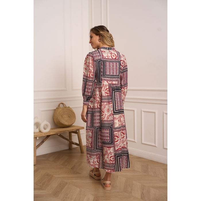 Scarpy creation robe longue mallonca viscose de soie rose3877701_6