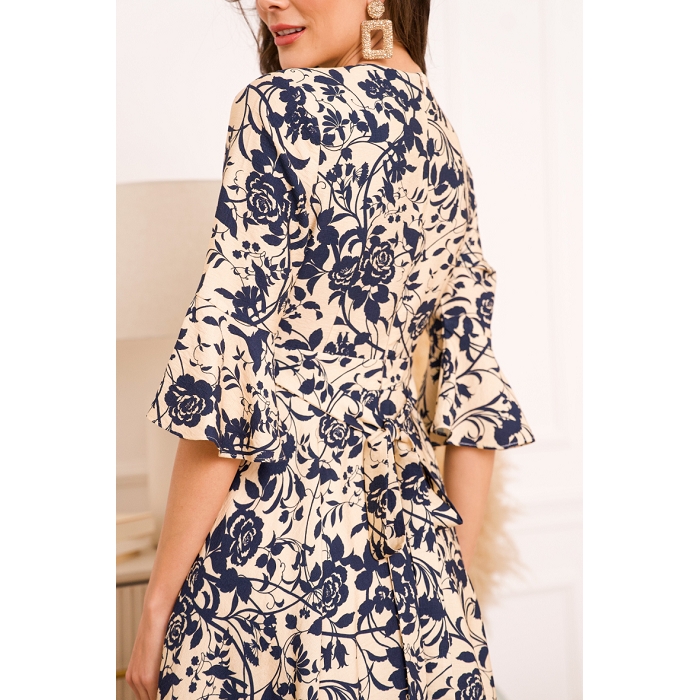 Scarpy creation my robe jade imprime fleury yl beige3877801_5