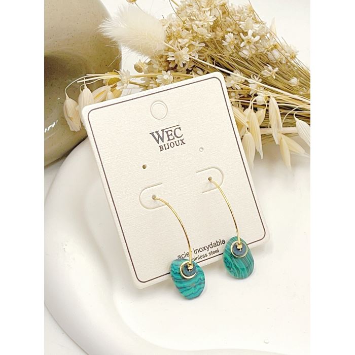 Scarpy creation my boucles oreilles acier pierre naturelle yl vert3878102_2