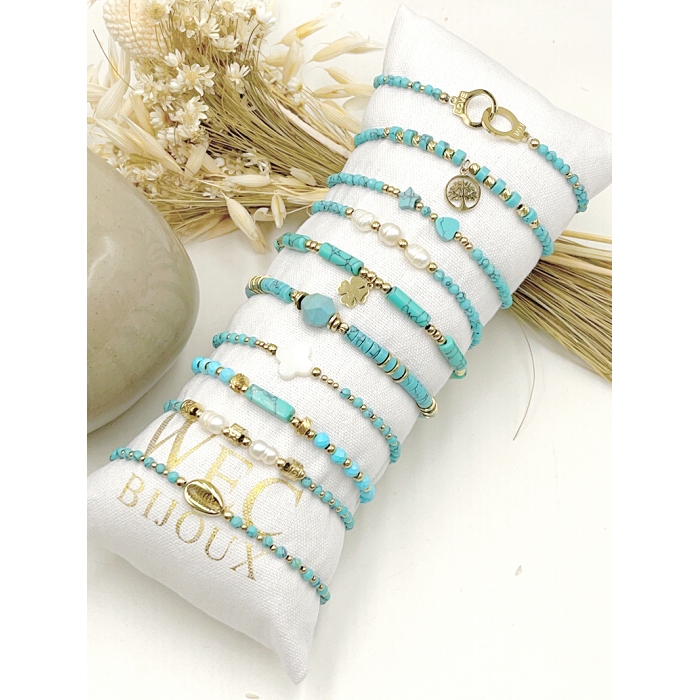 Scarpy creation bracelet elastique acier bleu