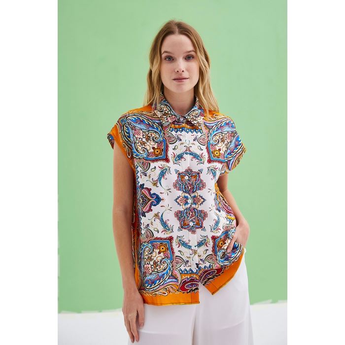 Scarpy creation my chemise satin sans mamnhce yl orange