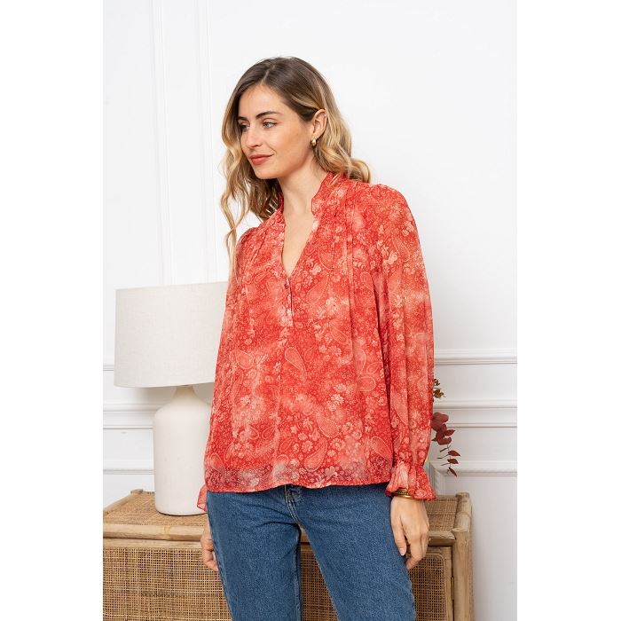 Scarpy creation my chemise style soie legere yl rouge