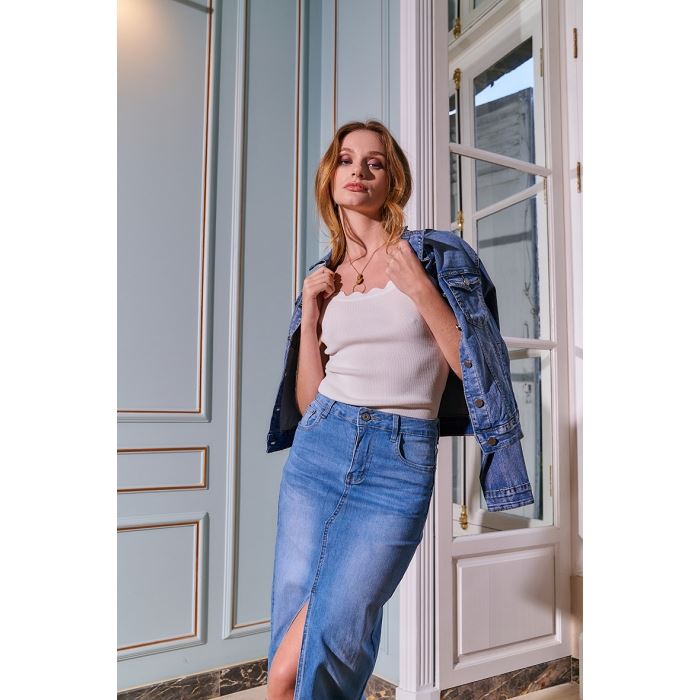 Scarpy creation liliana  jupe longue jeans bleu