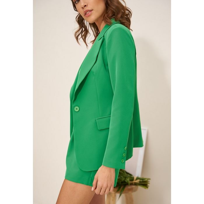 Scarpy creation my clothilde veste cintree bouton uni yl vert