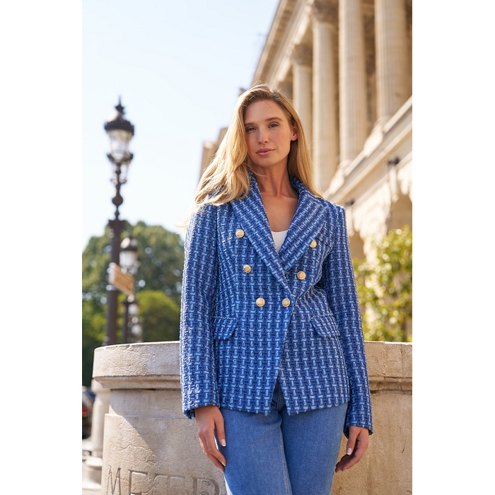 Scarpy creation my claudia veste cintree tweed yl bleu3890401_2