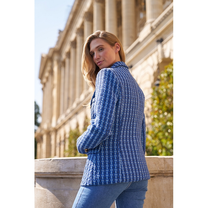 Scarpy creation my claudia veste cintree tweed yl bleu3890401_5