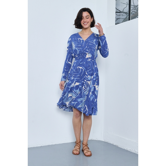Scarpy creation robe porte feuile floral bleu3891301_2