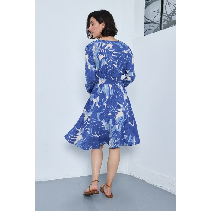 Scarpy creation robe porte feuile floral bleu3891301_3