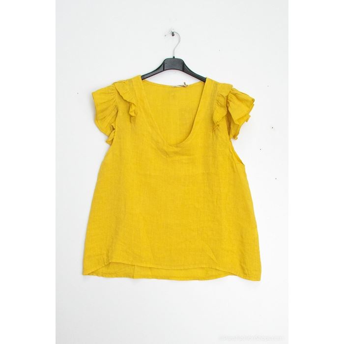 Scarpy creation my blouse volants aux manche lin yl jaune3891404_6