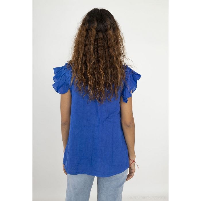 Scarpy creation my blouse volants aux manche lin yl bleu3891405_5
