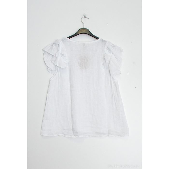Scarpy creation my blouse volants aux manche lin yl blanc3891407_2