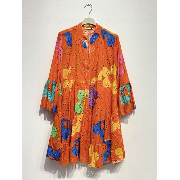 Scarpy creation my robe chemise broderie anglaise yl orange