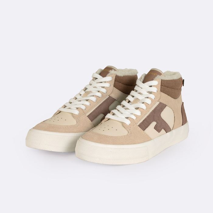 Faguo my walnut mid tennis sleather suede yl beige