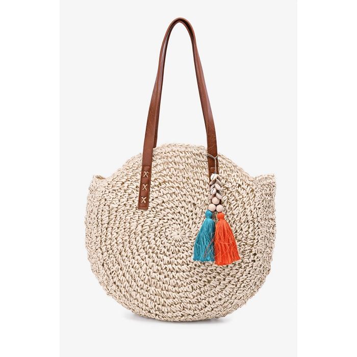 Scarpy creation sac a main paille et crochet beige