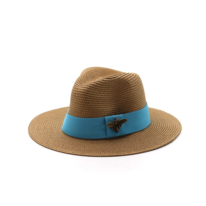 Scarpy creation chapeau de paille bleu