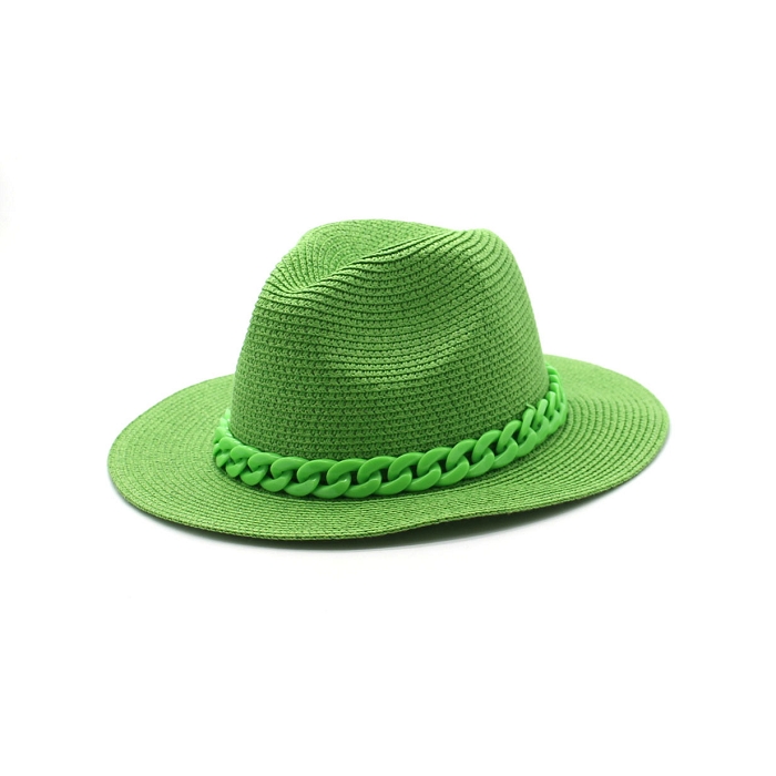 Scarpy creation chapeau de paille chainette vert