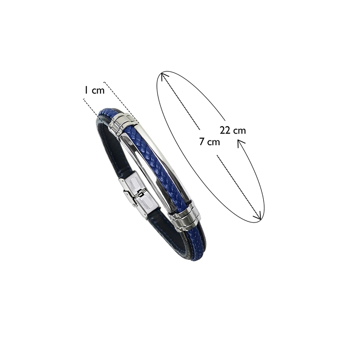 Scarpy creation bracelet cuir acier bleu3911802_5