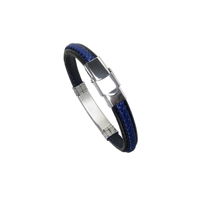 Scarpy creation bracelet cuir acier bleu3911802_6