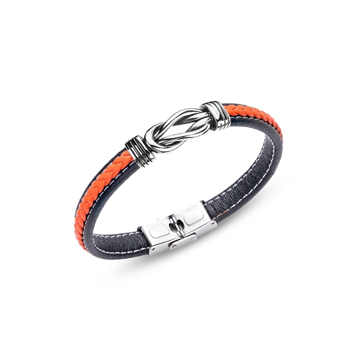 Scarpy creation bracelet cuir acier reglage infini orange