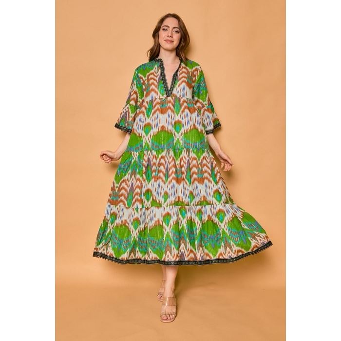 Scarpy creation my robe longue bohem coton lurex yl vert