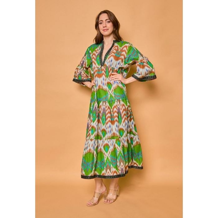 Scarpy creation robe longue bohem coton lurex vert3913601_2