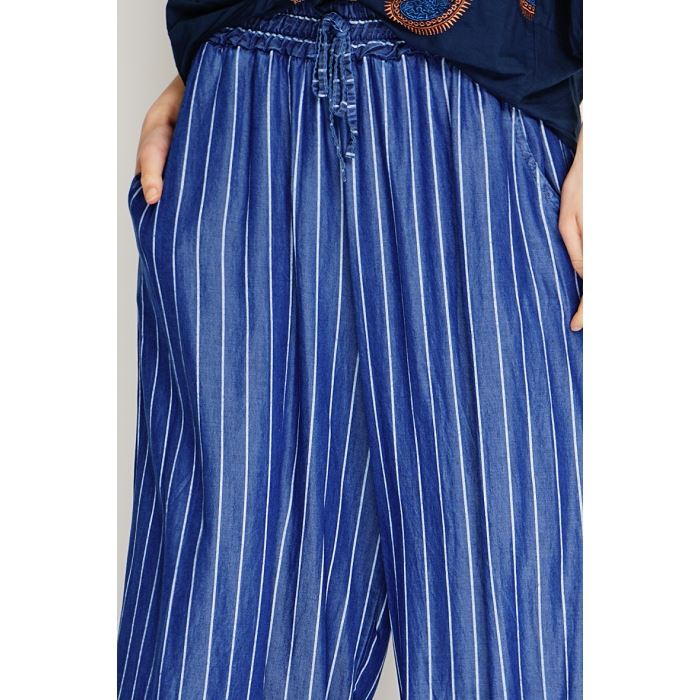 Scarpy creation my pantalon  rayure tencel yl bleu3924701_2