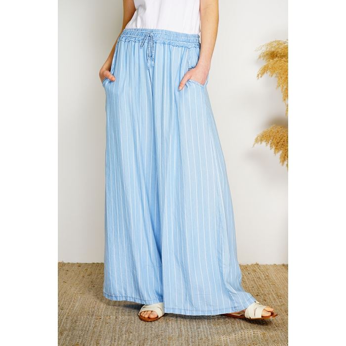 Scarpy creation my pantalon  rayure tencel yl bleu3924702_2