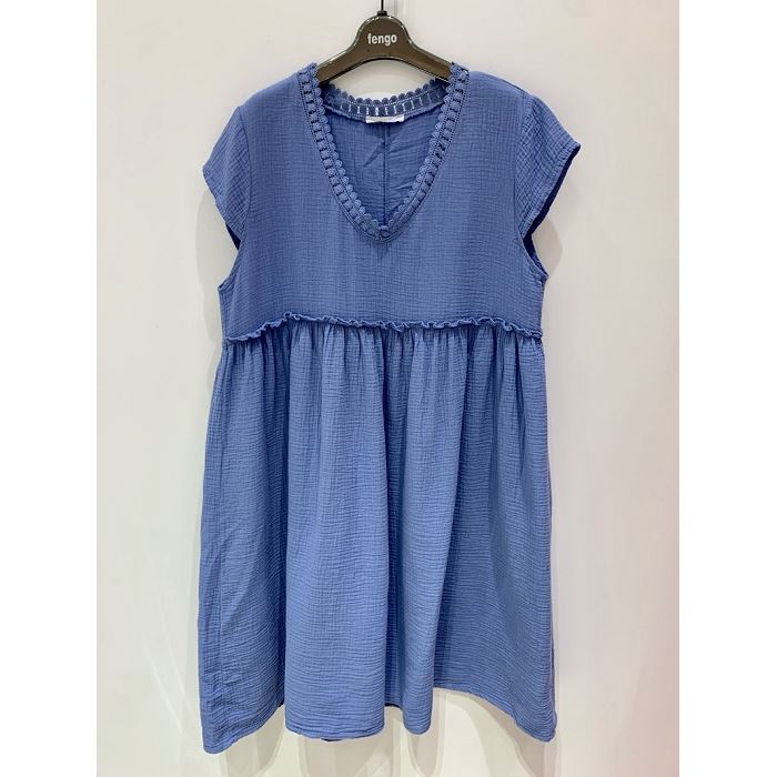 Scarpy creation my robe en gaze de coton yl bleu