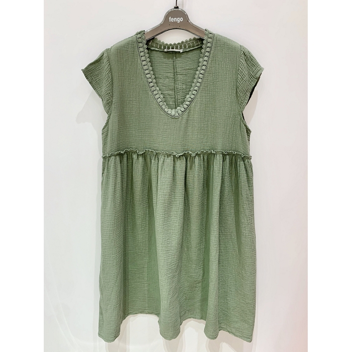 Scarpy creation my robe en gaze de coton yl vert