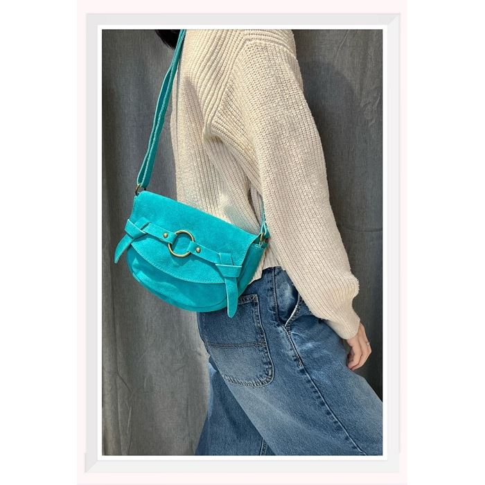 Scarpy creation my sac a bandouliere en daim yl bleu
