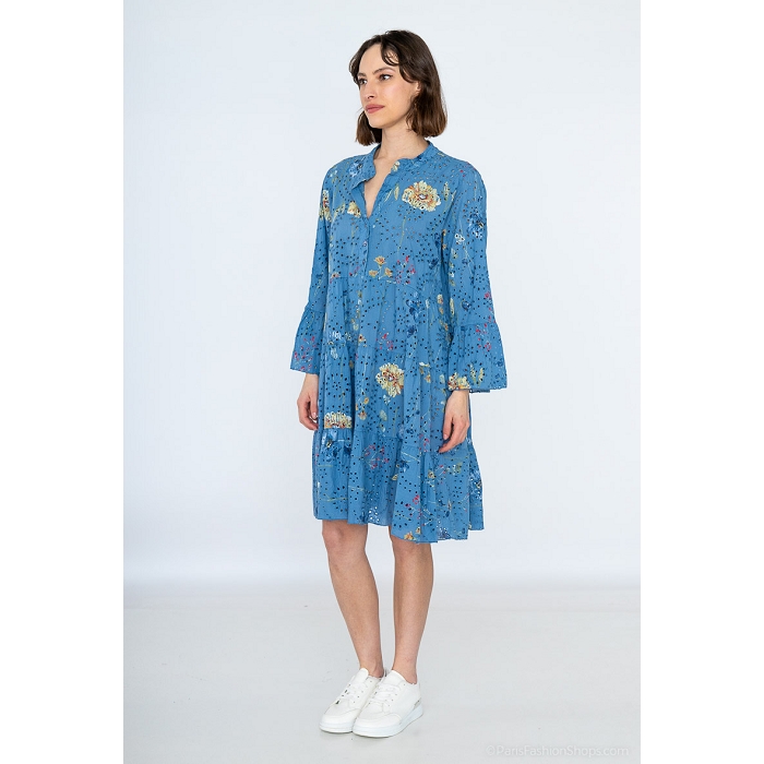 Scarpy creation robe imprime coton bleu3930301_3